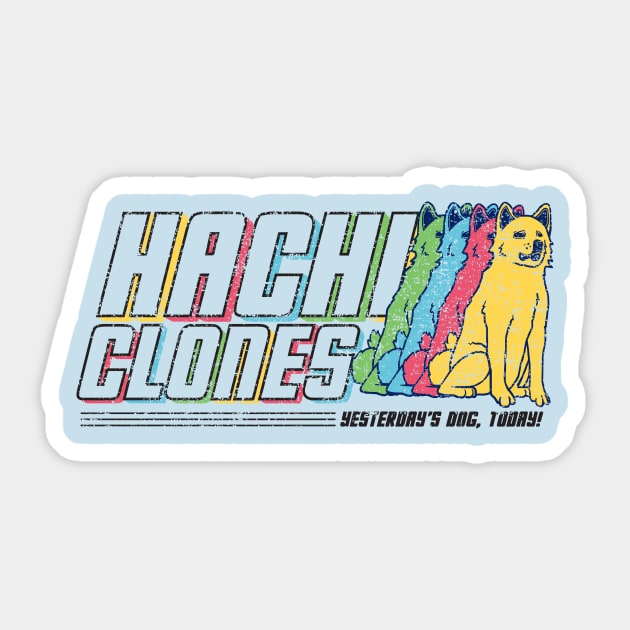 HachiClones - World's Most Loyal Dogs!  Distressed Retro Design Sticker by PsychicCat